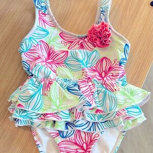 Girls Ruffle Bathing Suit 3-4T